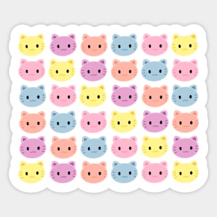 Cute Colorful Pastel Kitties Sticker